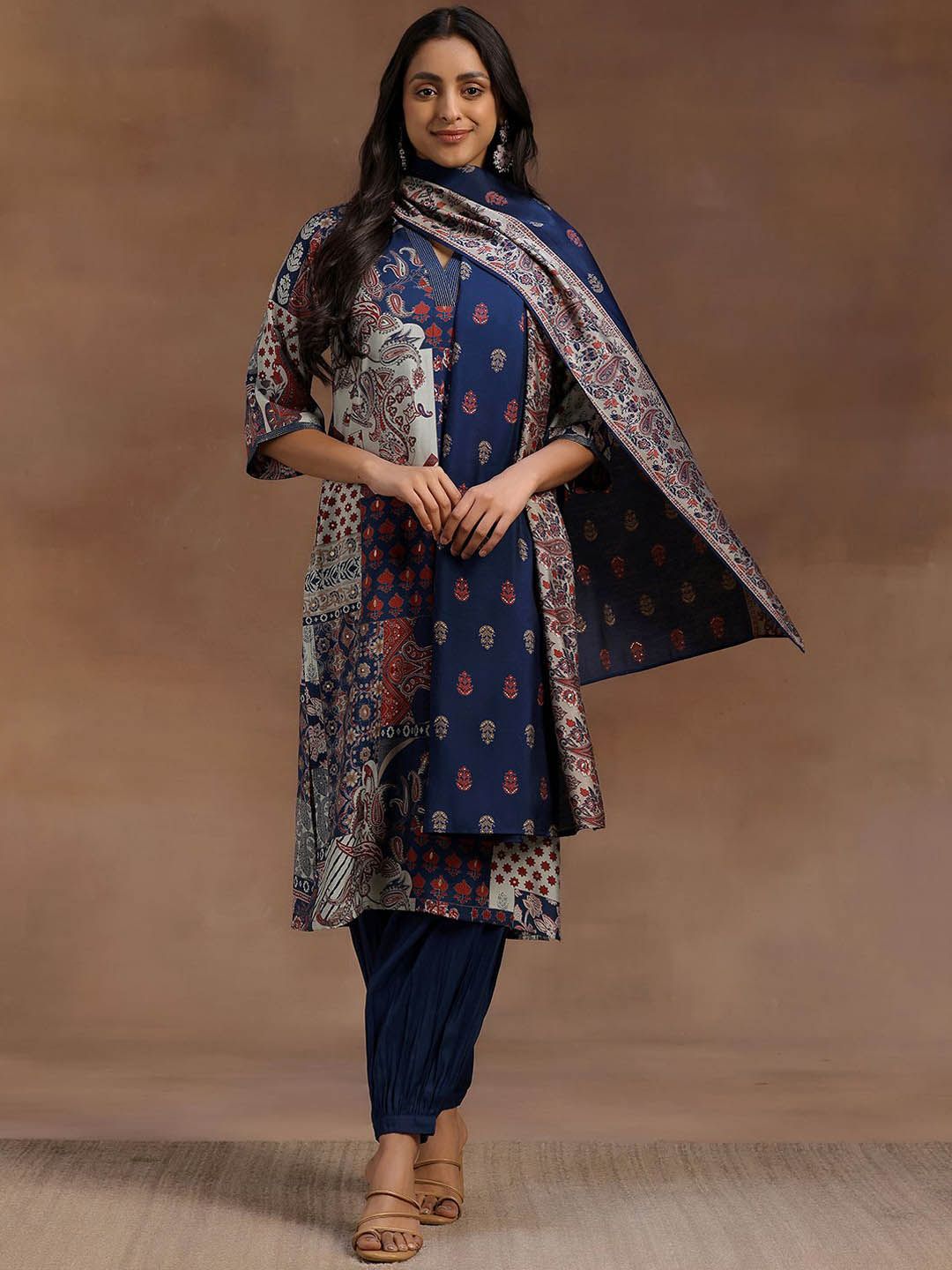 Libas Floral Printed Kurta with Salwar & With Dupatta