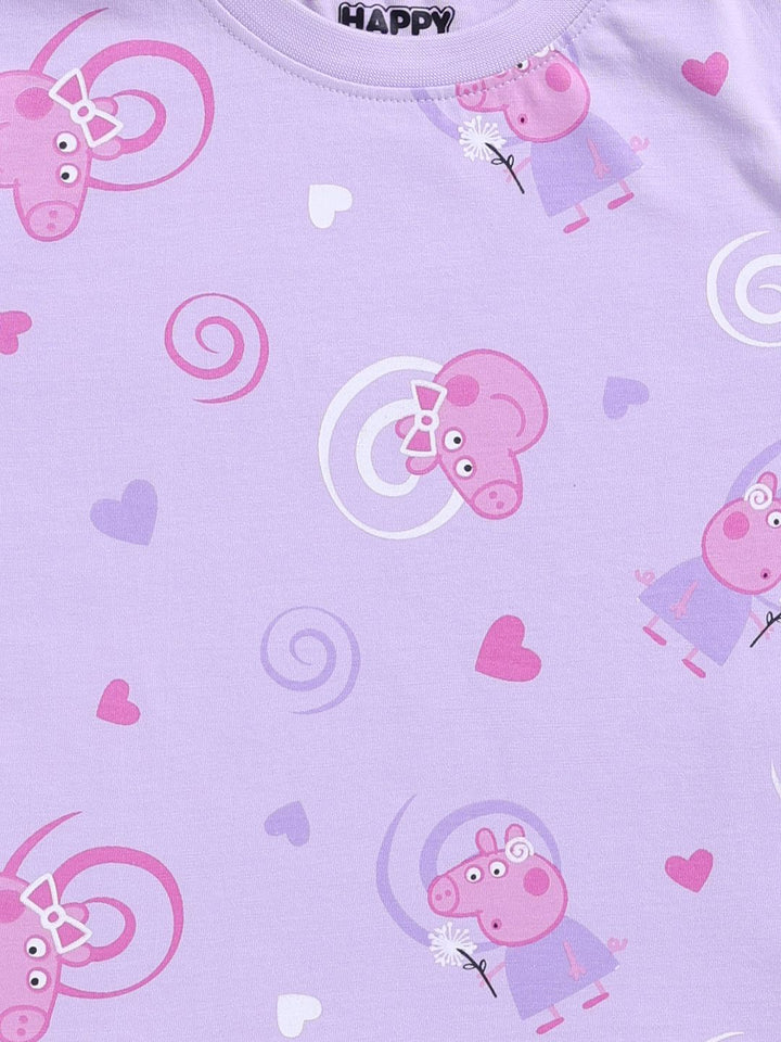 Happy Faces Kids Girls Peppa Pig Printed Pure Cotton T-Shirt
