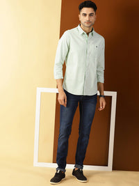 Thomas Scott Men Green Smart Slim Fit Opaque Casual Shirt