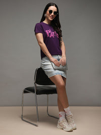 DILLINGER Women Regular Fit Crew Neck Varsity Puff Print Tshirt