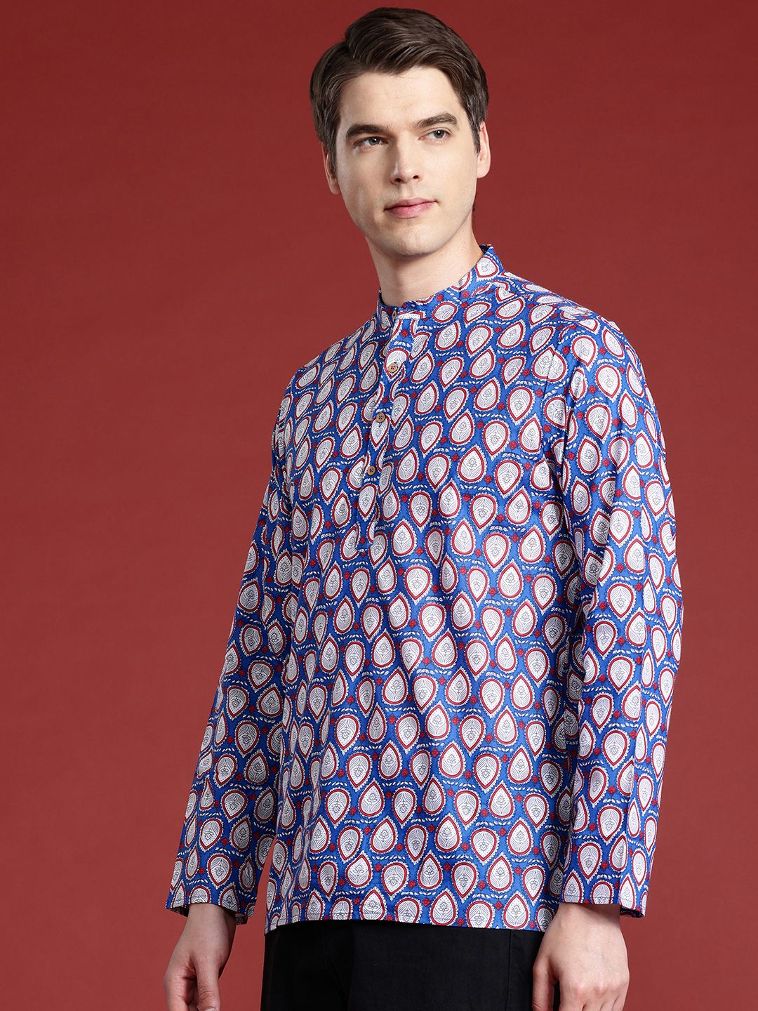 Anouk Pure Cotton Printed Mandarin Collar Kurta