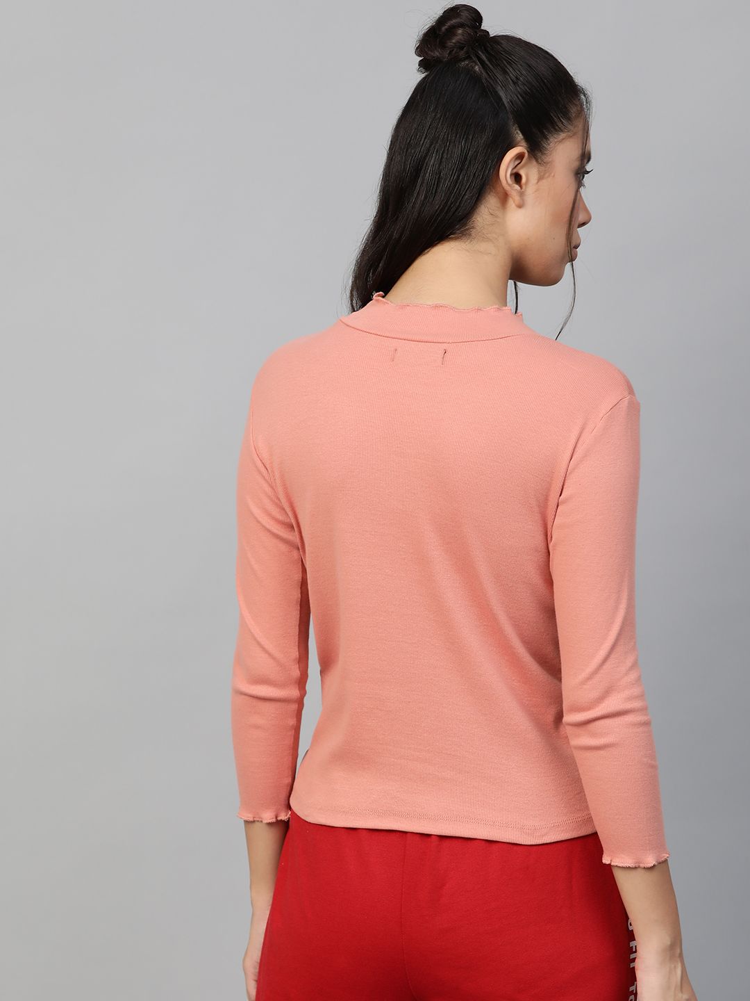 SASSAFRAS Peach-Coloured High-Neck Top