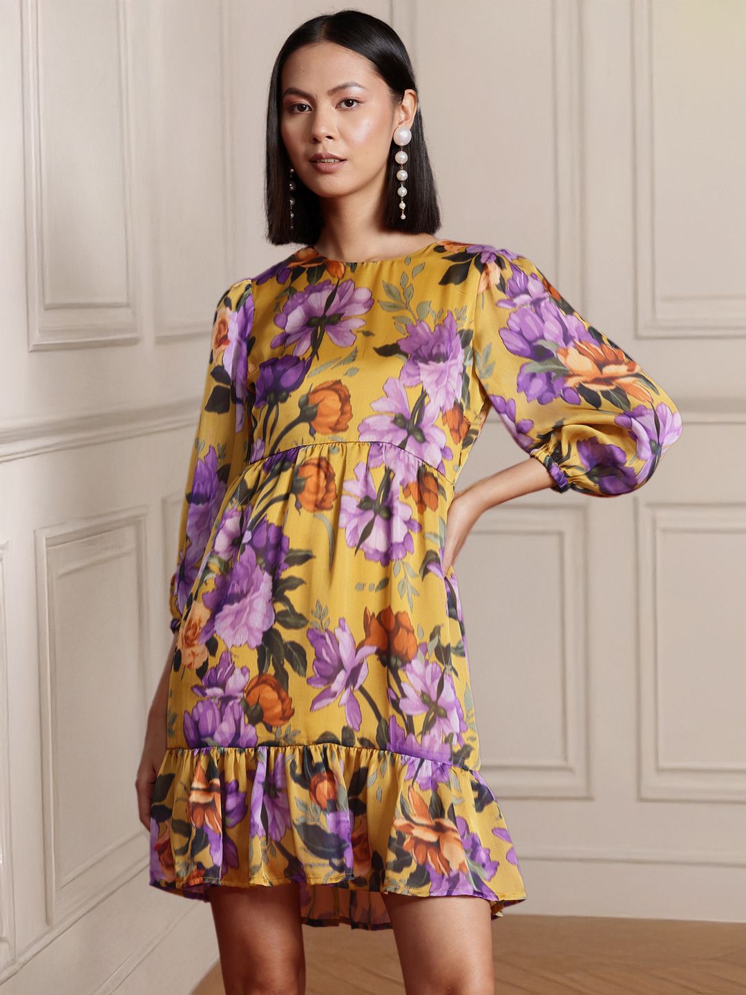 all about you Floral Print A-Line Mini Dress