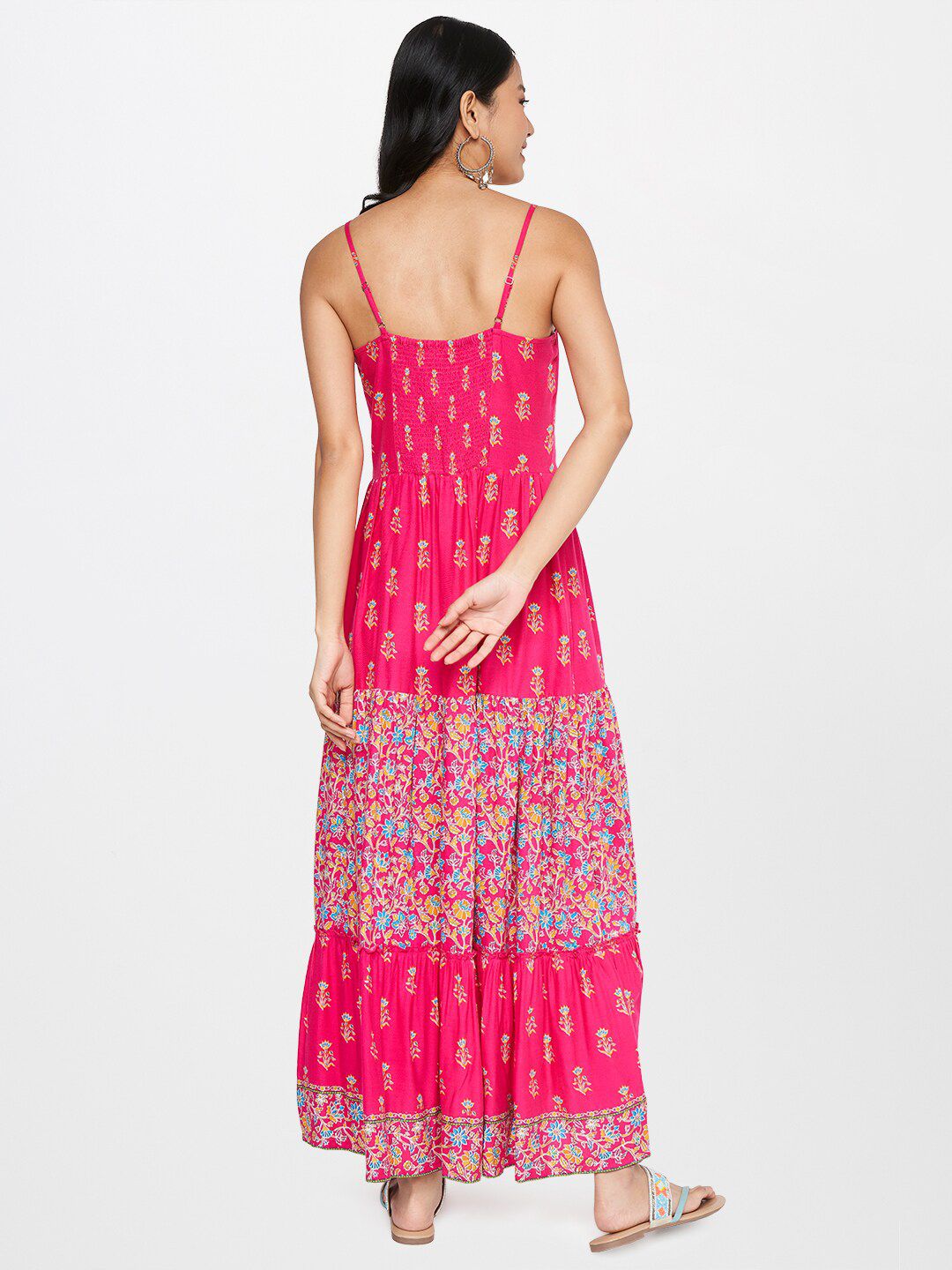 Global Desi Pink Floral Maxi Dress
