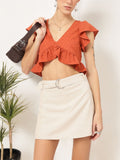 DressBerry Dobby Delight Ruffled Crop Top