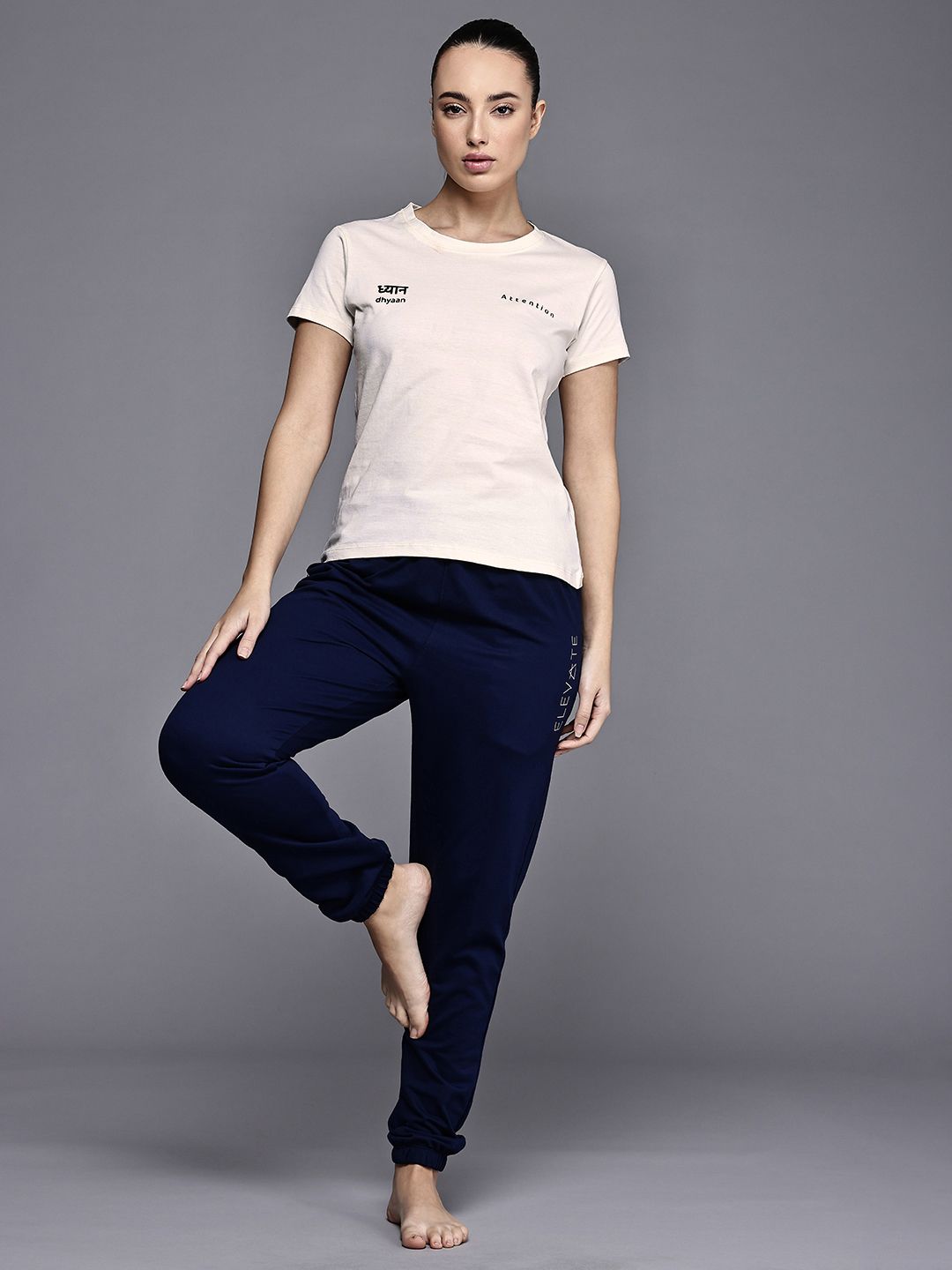 HRX by Hrithik Roshan Nowness Supernature Typography Printed Pure Cotton Yoga T-shirt