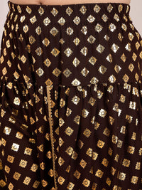 pspeaches Girls Checked V-Neck A-Line Kurta with Dhoti Pants & Dupatta