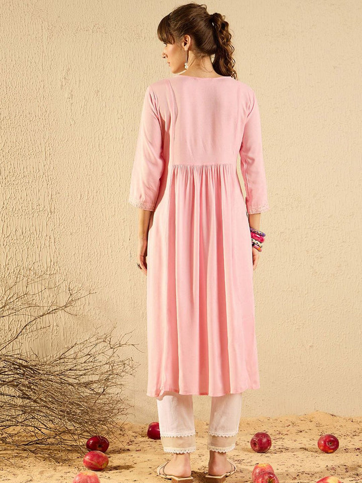 Indo Era Women Floral Cold-Shoulder Sleeves Gotta Patti Kurta