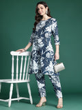 Indo Era Floral Printed Pure Cotton Kurta with Trousers