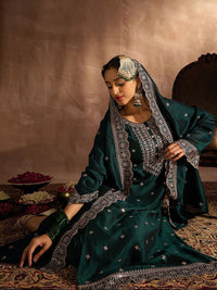 Indo Era Ethnic Motifs Embroidered Regular Thread Work Straight Kurta Set