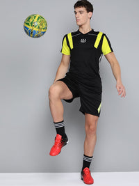 HRX by Hrithik Roshan Men Jet Black Solid Rapid-Dry Football T-shirt