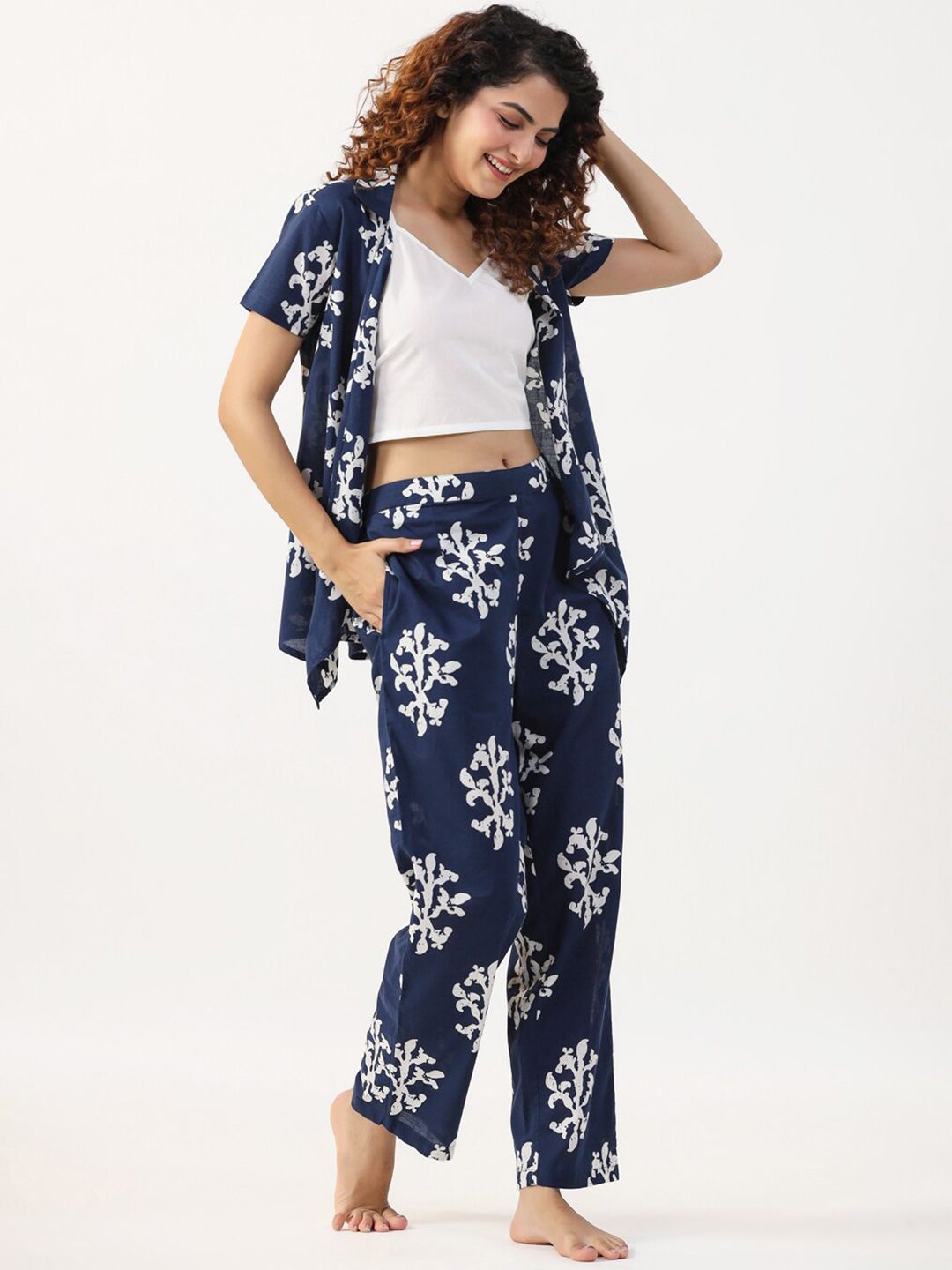 SANSKRUTIHOMES Floral Printed Pure Cotton Night suit