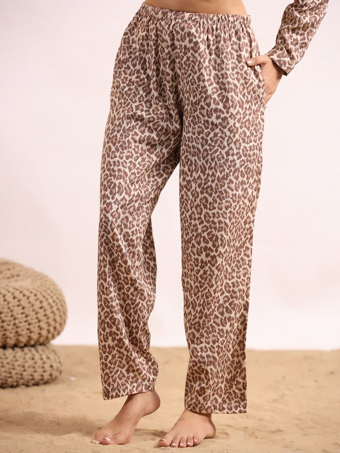 SANSKRUTIHOMES Beige Printed Night Suit