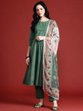 Anouk Panelled Kurta with Trousers & Dupatta