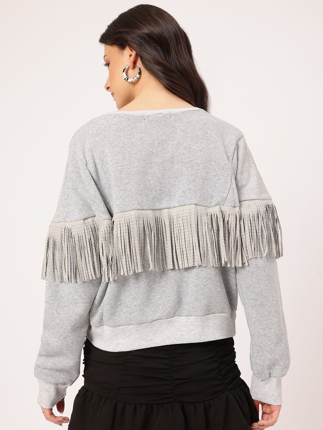 DressBerry Bohemian Beat Studded Fringed Sweatshirt
