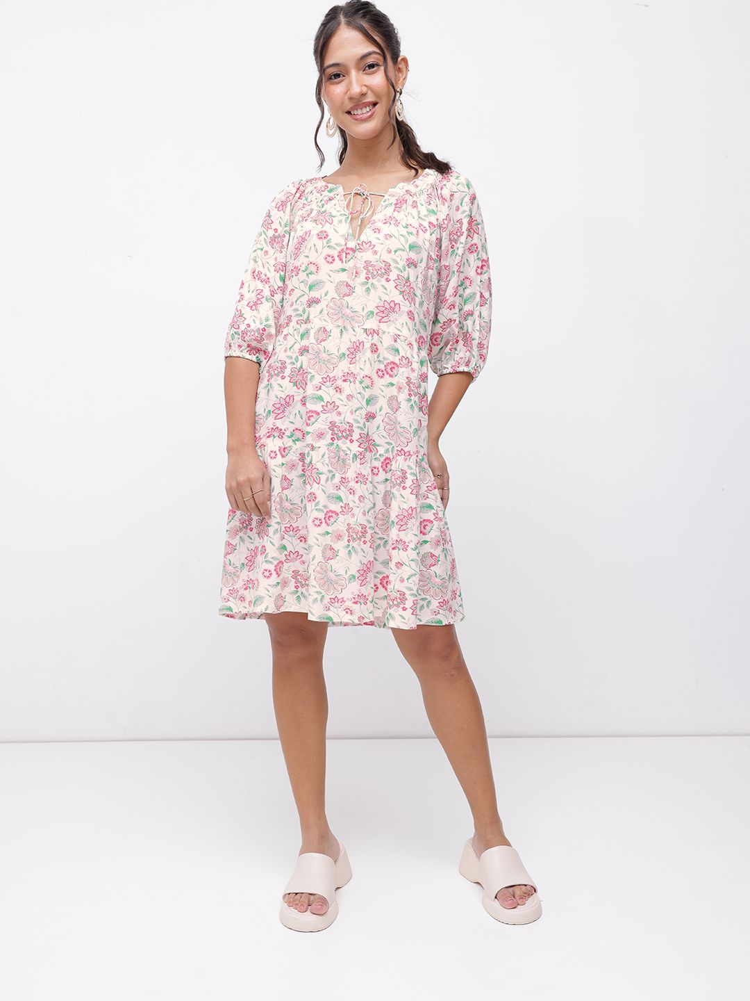 DressBerry Vacay Vibes Floral A-Line Dress