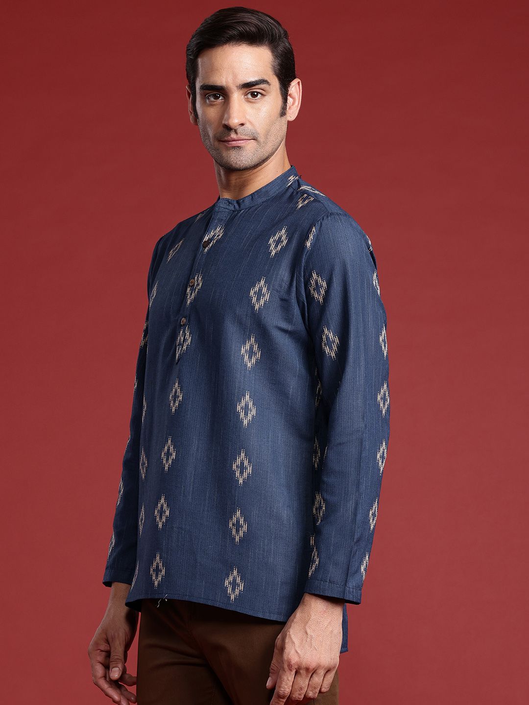 Anouk Men Woven Design Indigo Kurta