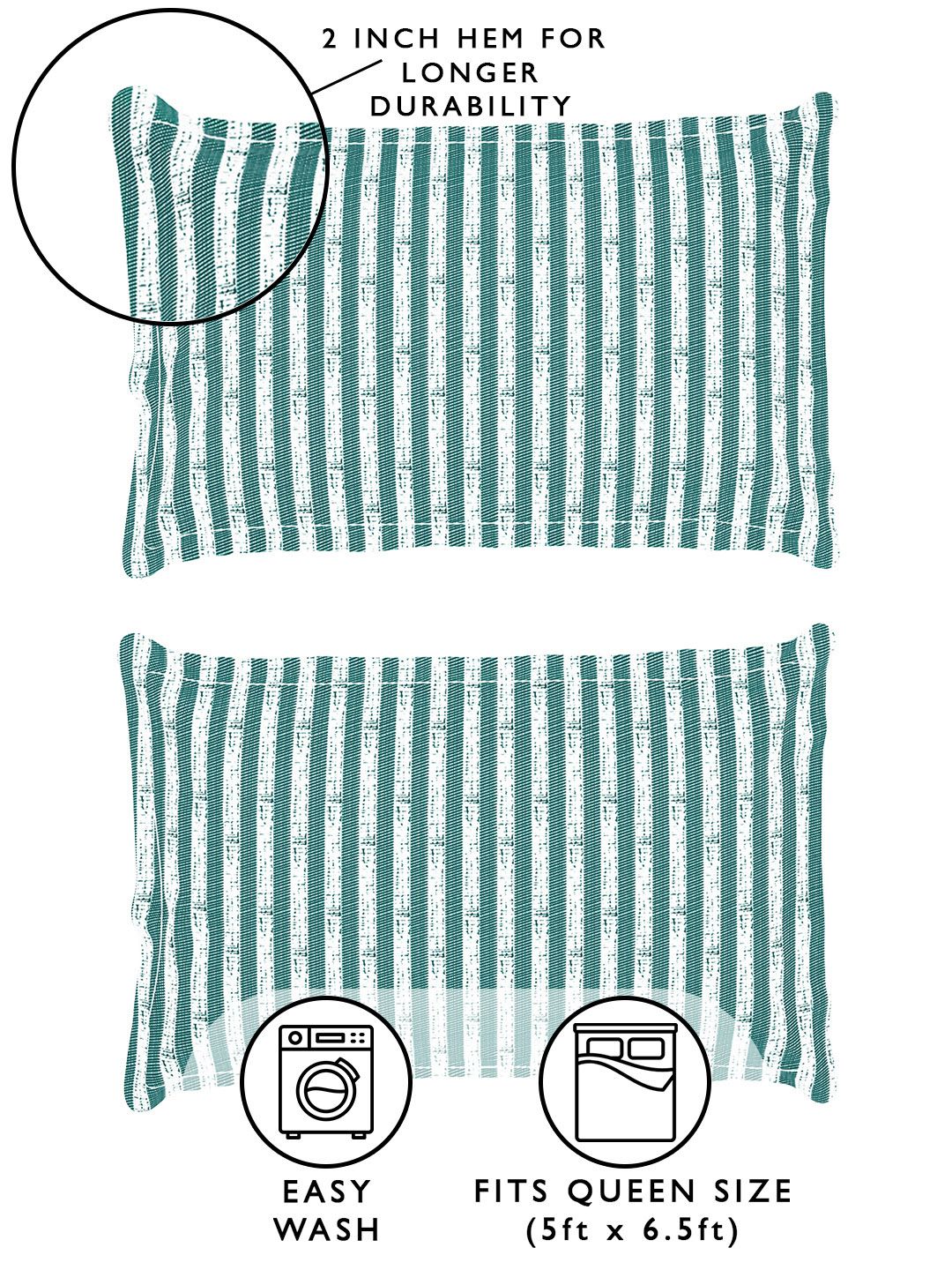 Story@home Arena Green & White Striped Microfiber 180 TC Queen Bedsheet & 2 Pillow Covers