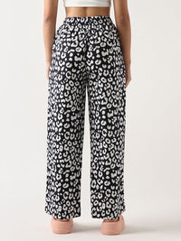 Bewakoof Women Black All Over Printed Wide Leg Pyjamas