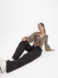 DressBerry Animal Tie-Up Crop Top