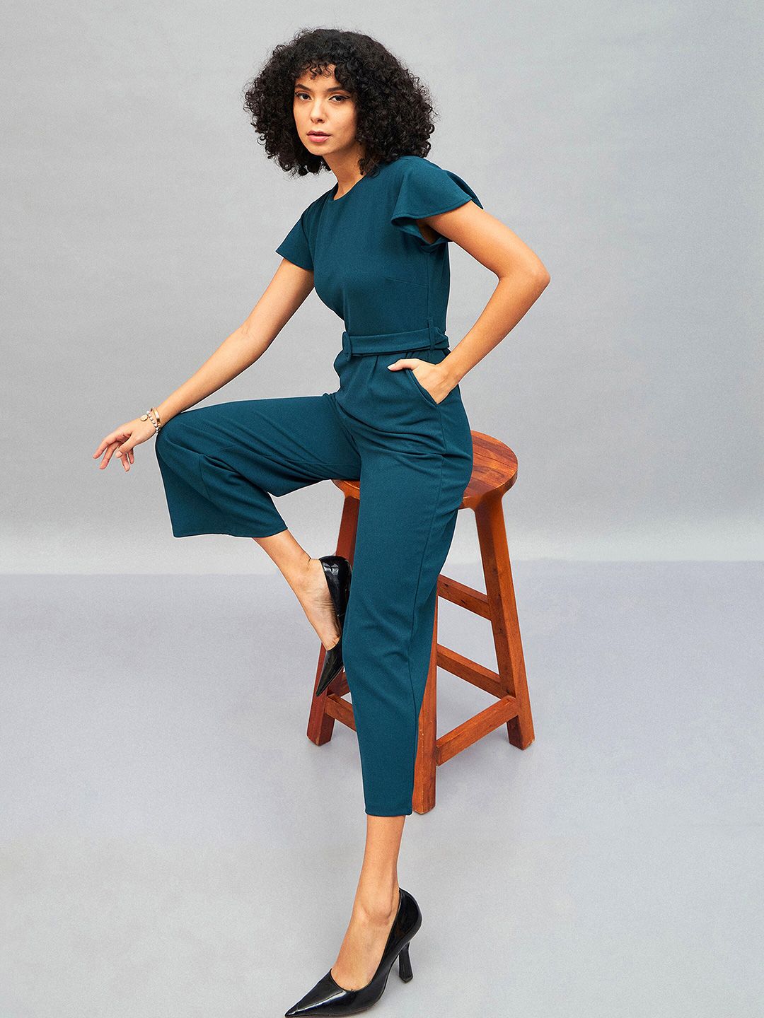 SASSAFRAS Green Belted Basic Jumpsuit