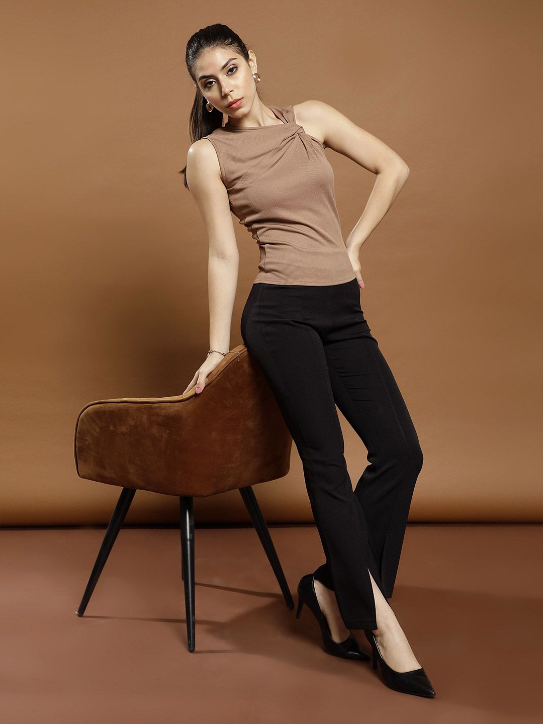 Athena Women Solid Round Neck  Top