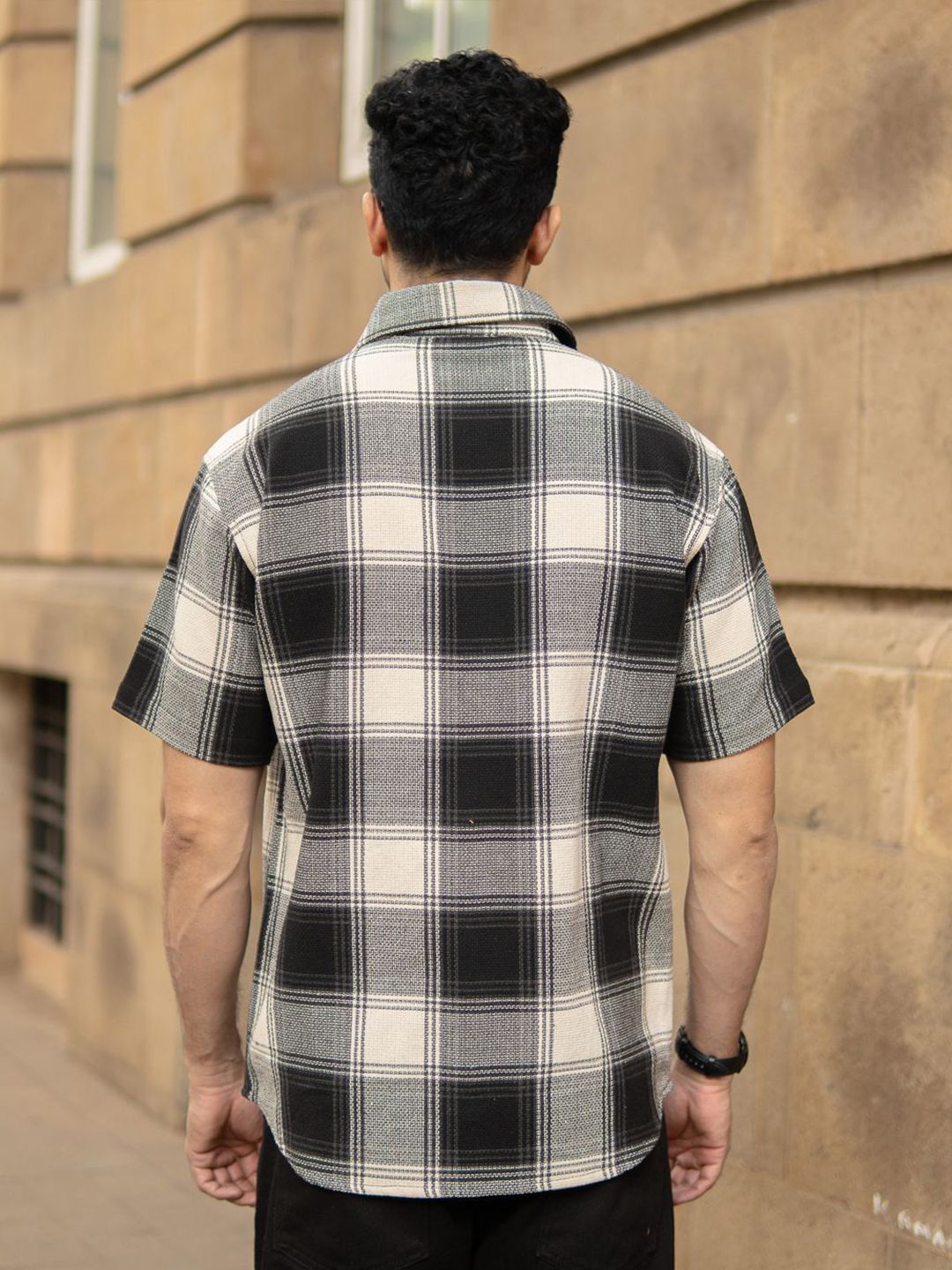 Powerlook Men Black Structured Checks Shirt