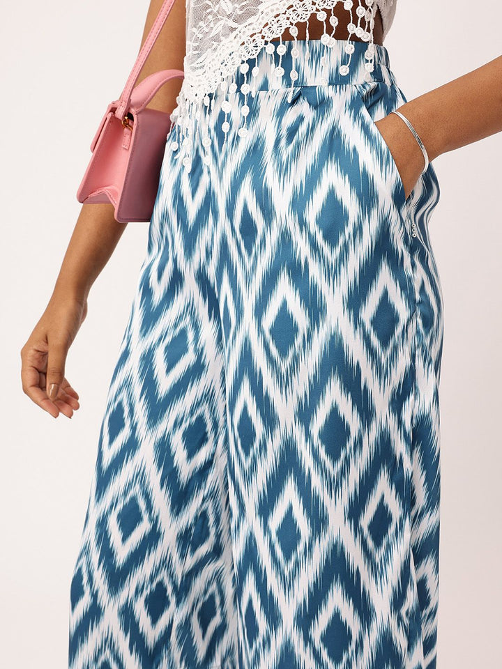 DressBerry Hippy Retro Meets Ikat Flared Wide Leg Trousers