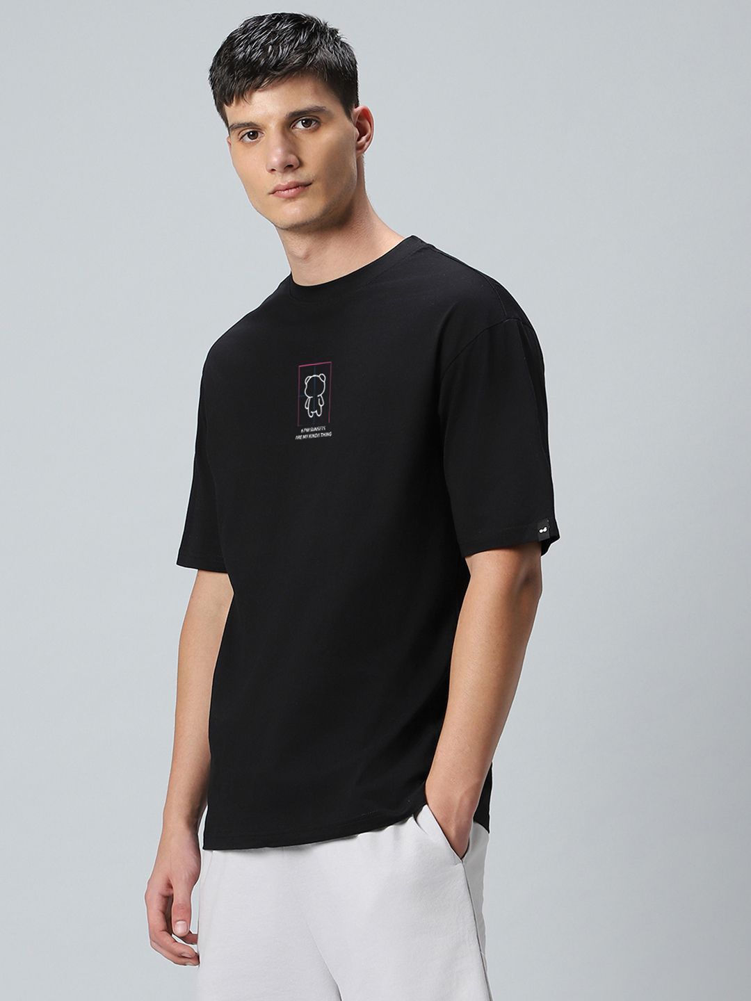 Bewakoof Graphic Printed Drop-Shoulder Sleeves Oversized Pure Cotton T-shirt