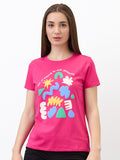 SPYKAR Women Regular Fit Typography Printed Round Neck Cotton T-shirt