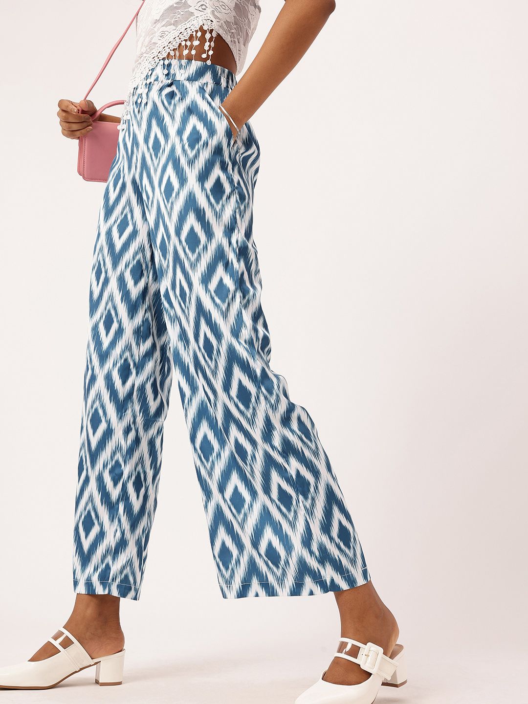 DressBerry Hippy Retro Meets Ikat Flared Wide Leg Trousers