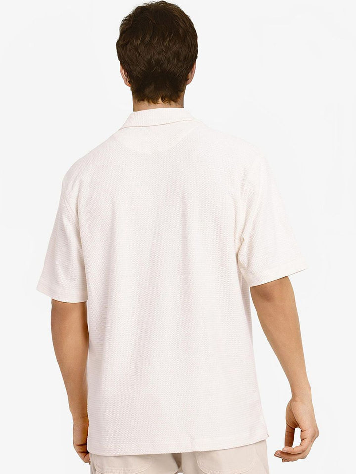 RARE RABBIT Men Comfort Cuban Collar Solid Cotton Boxy Casual Shirt