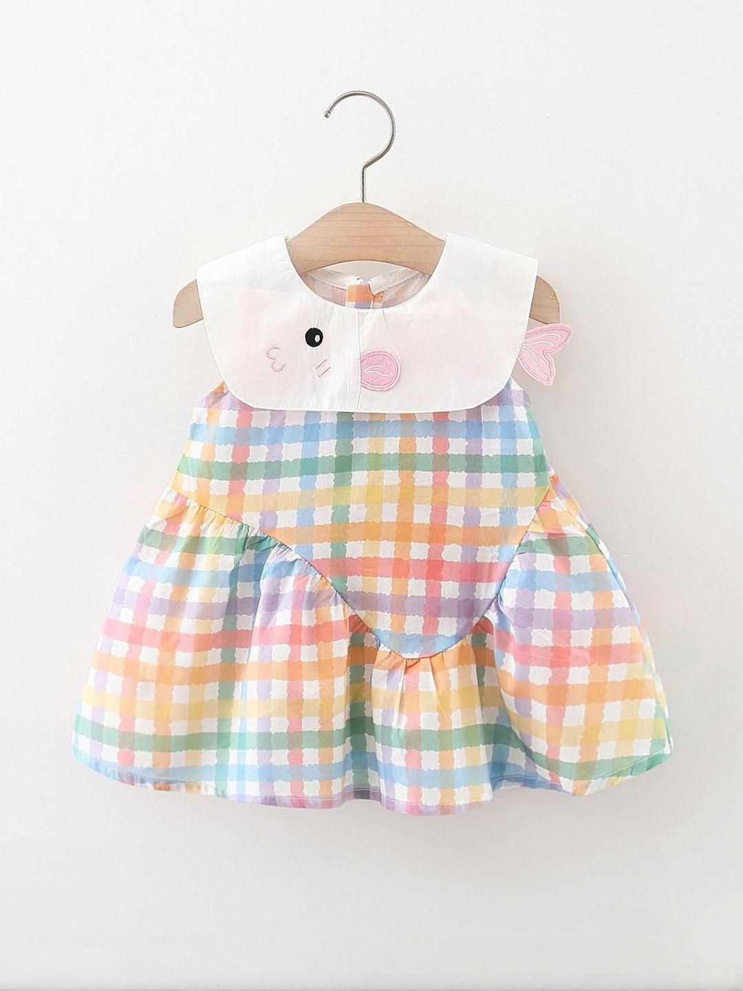 YK Checked Fit & Flare Dress