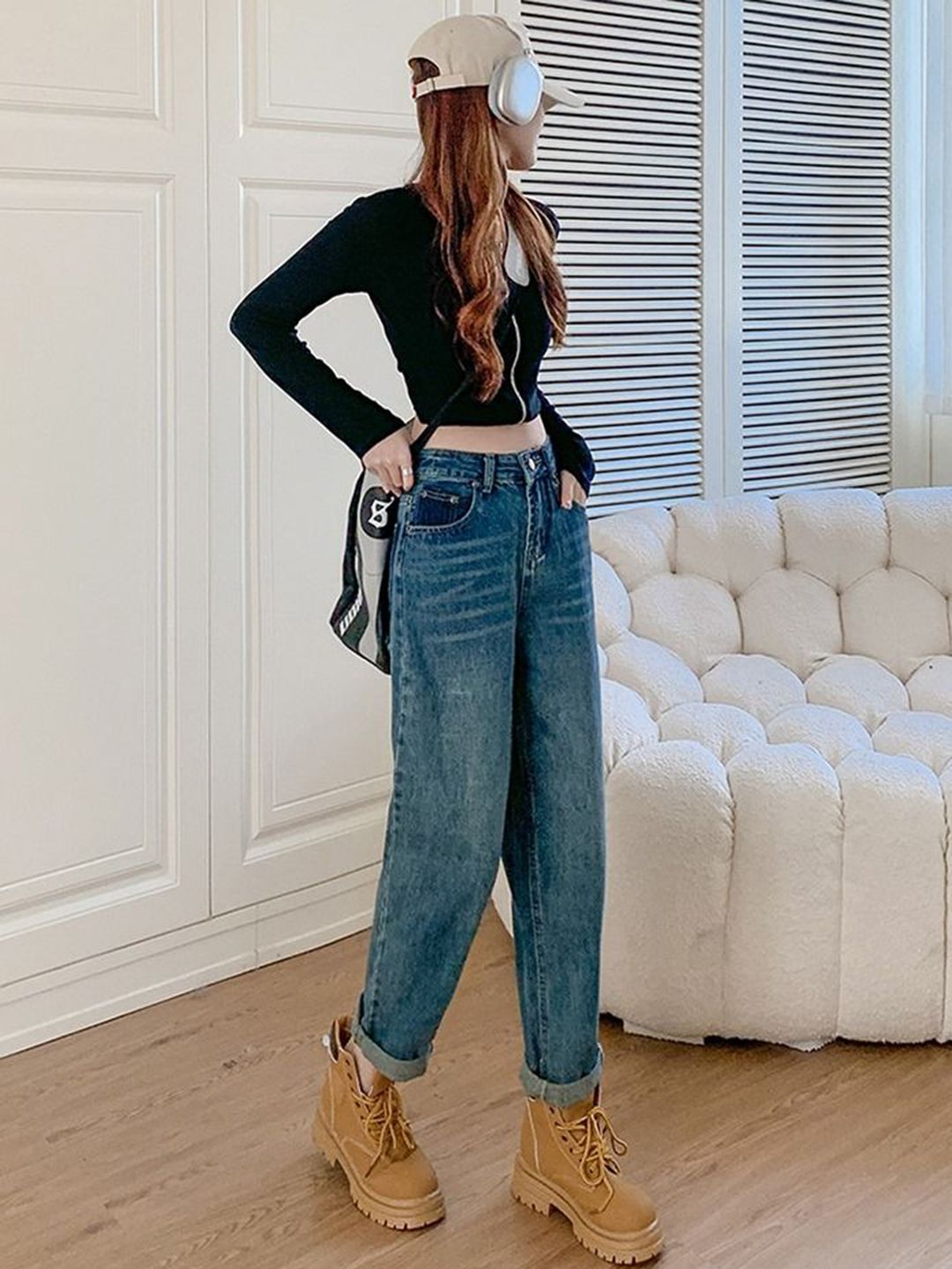 DressBerry Women Wide Leg High-Rise Light Fade Jeans