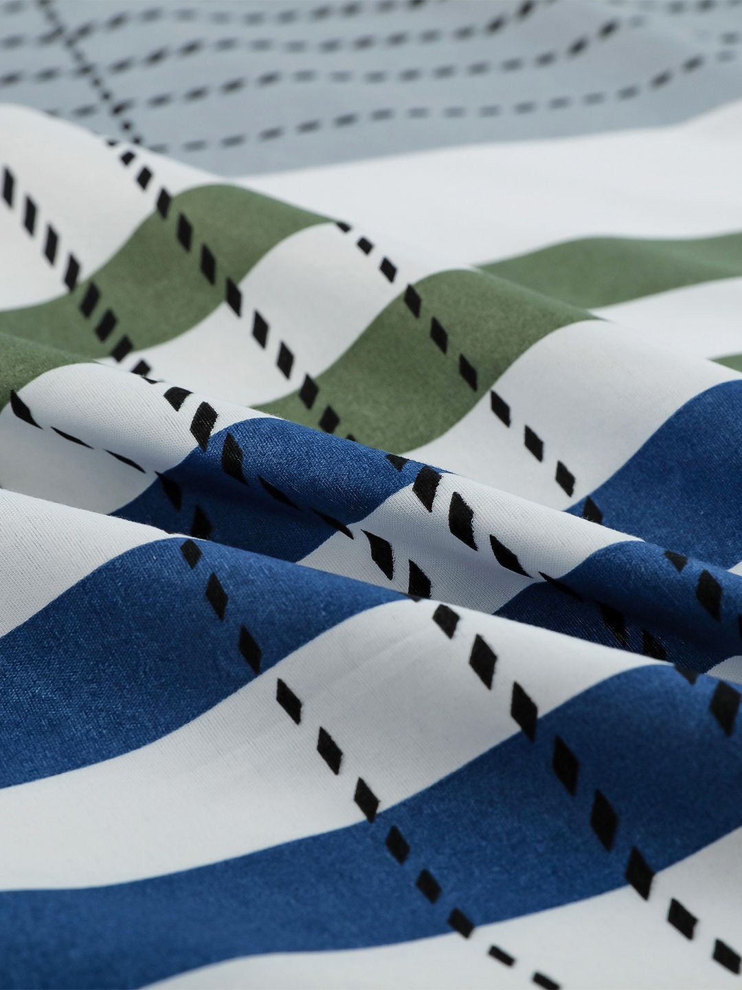 Story@home Blue & White Striped 240 TC Satin Finish Queen Bedsheet Set