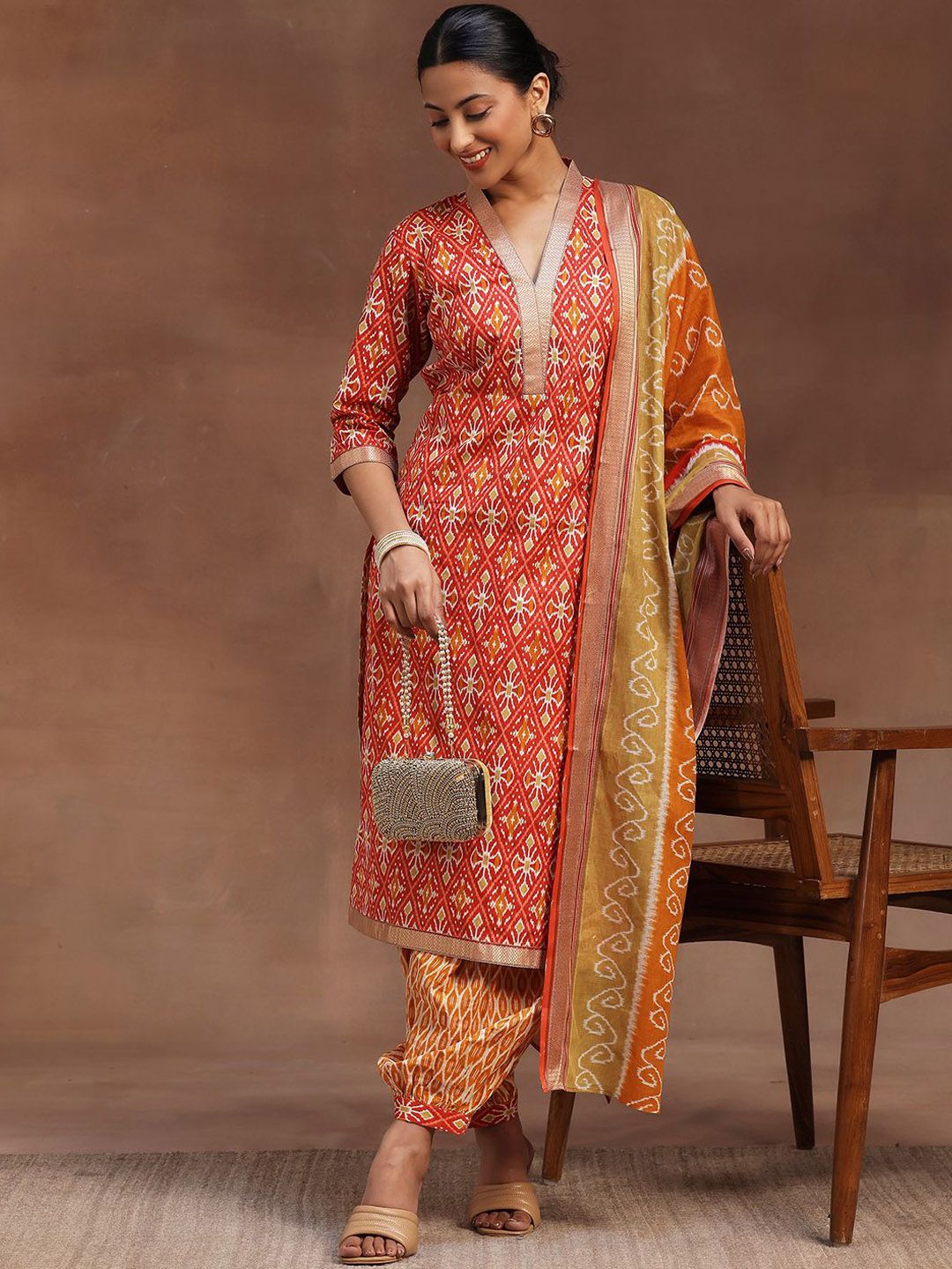 Libas Ethnic Motifs Printed Pure Cotton Straight Kurta with Salwar & Dupatta