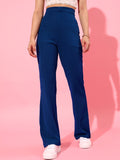 STREET 9 BASICS Women Blue Flared Pleated Trousers