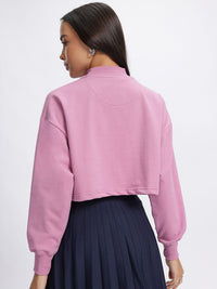 DressBerry Printed High Neck Boxy Crop Sweatshirt