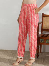 Libas Floral Printed Round Neck Three-Quarter Sleeves Panelled Kurta with Trousers