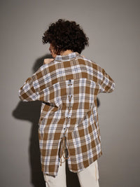 SASSAFRAS Tartan Checked Oversized Pure Cotton Casual Shirt