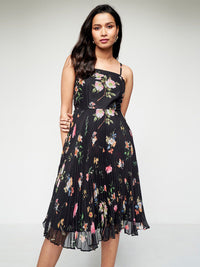 AND Floral Printed Accordion Pleated Detailed Fit & Flare Dress