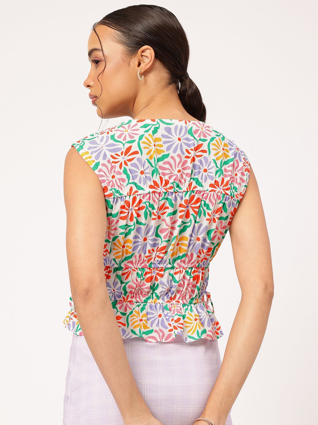 DressBerry Color Pop Petals Tiered Tie-Ups Top