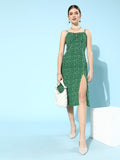 Berrylush Women Gorgeous Green Floral Dress