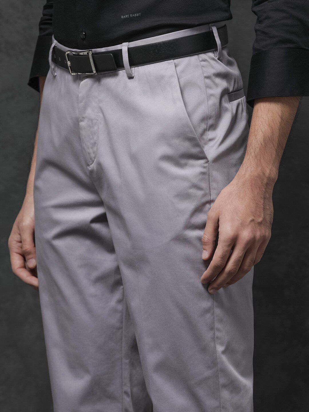 RARE RABBIT Men Comotel Mid-Rise Cotton Regular Fit Trouser