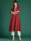 Indo Era Ethnic Motifs Embroidered Mirror Work Pure Cotton Kurta
