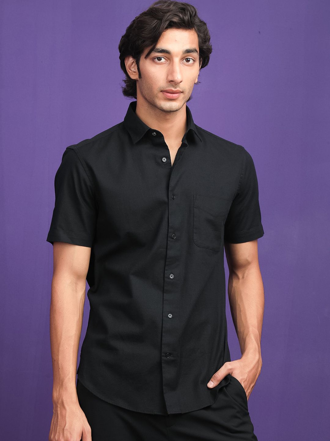 RARE RABBIT Men Darwin Slim Fit Opaque Cotton Shirt