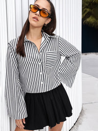 DressBerry Striped Story Slit Sleeves Season Shirt