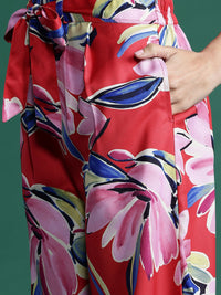 DressBerry Women Floral Printed Smocked Top with Trousers Co-Ord Set