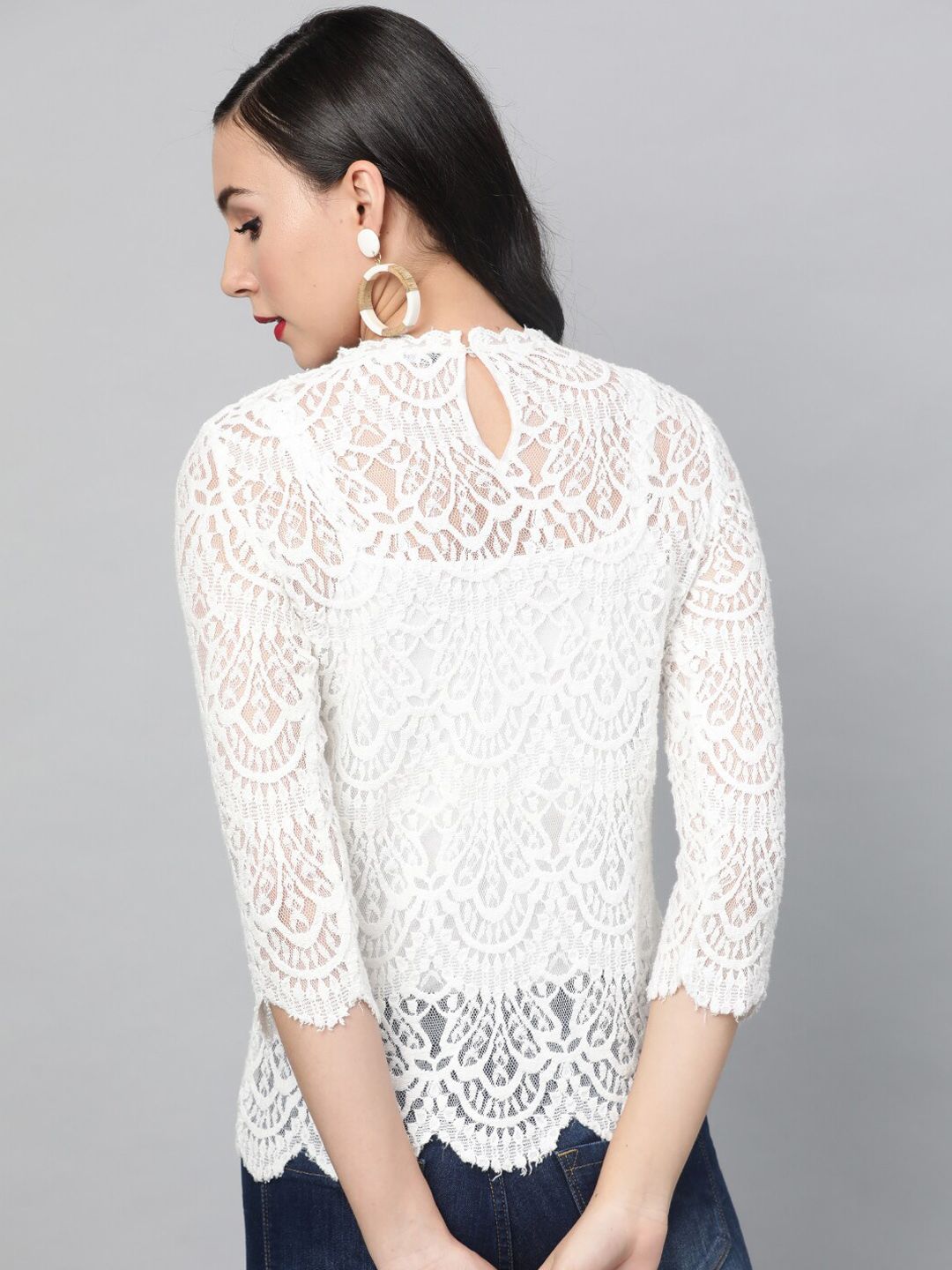 STREET 9 Women White Self Design Top