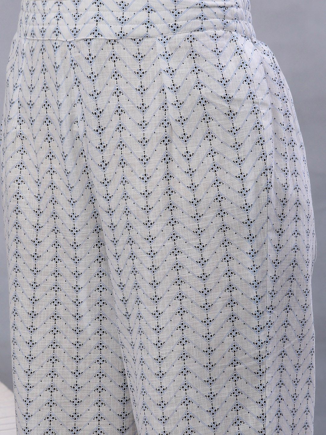 W Women White Geometric Printed Pure Cotton Trouser